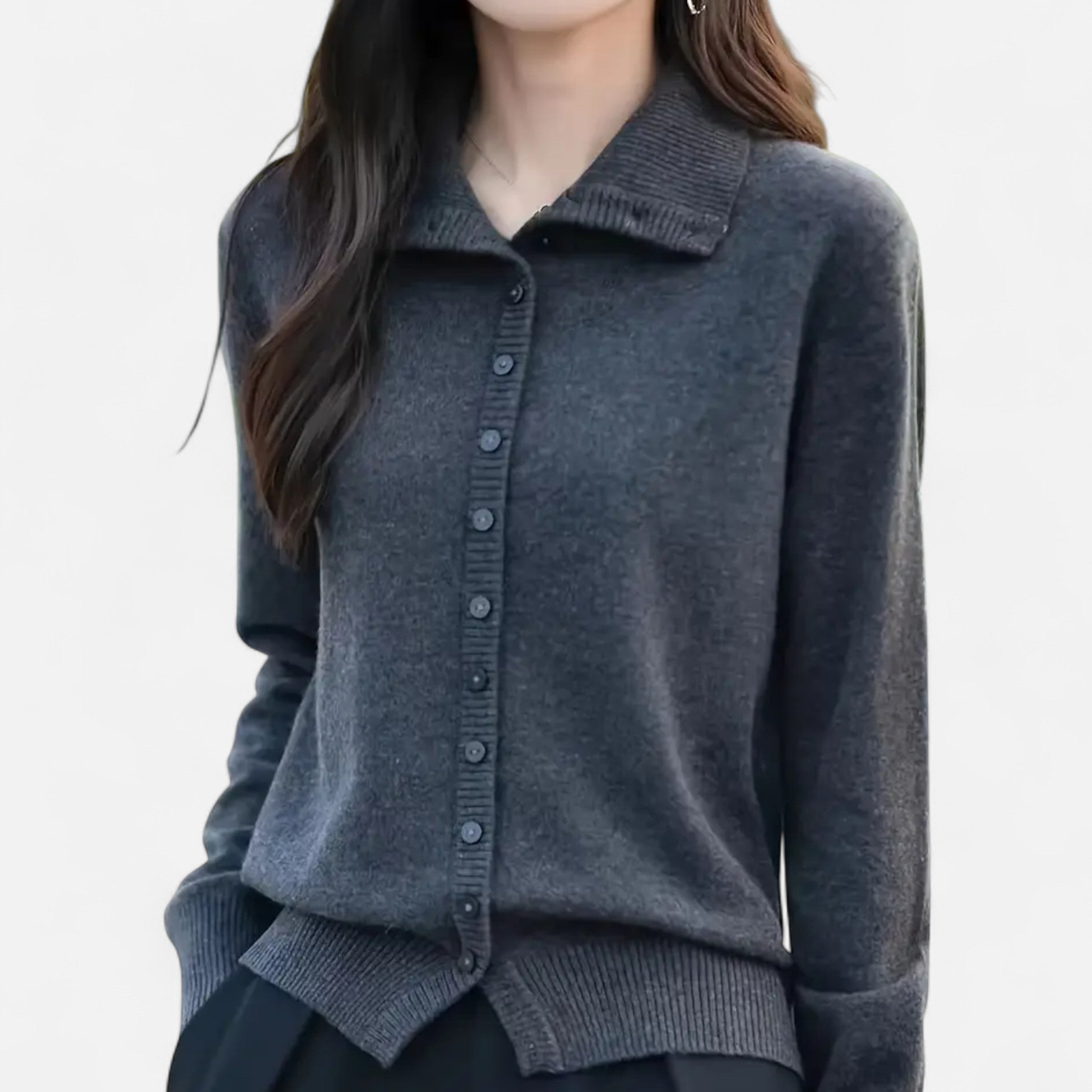 Orvelle Club | Women’s High-Neck Ribbed Cardigan
