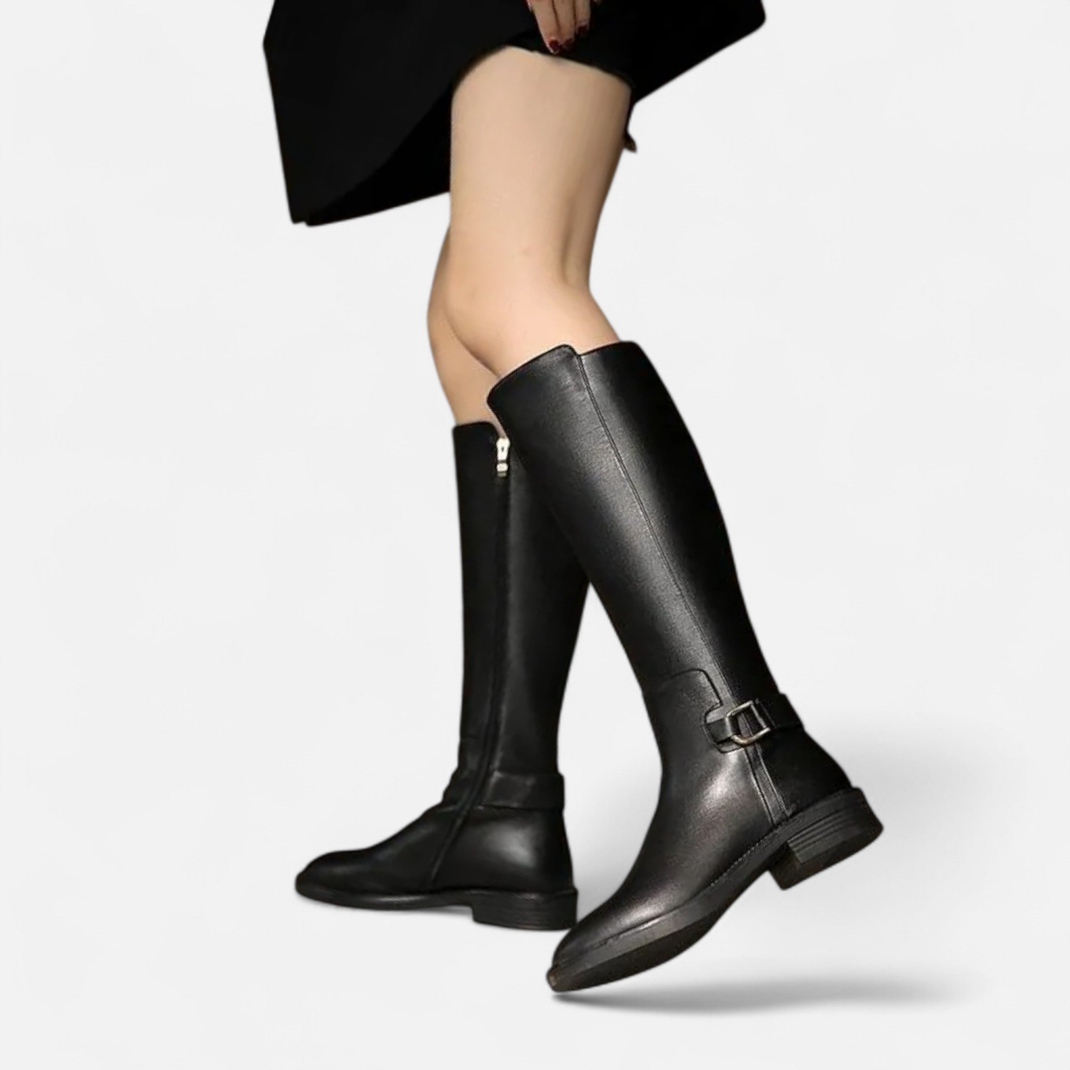 Orvelle Club | Women’s Knee-High Riding Boots Vintage Buckle Elegance