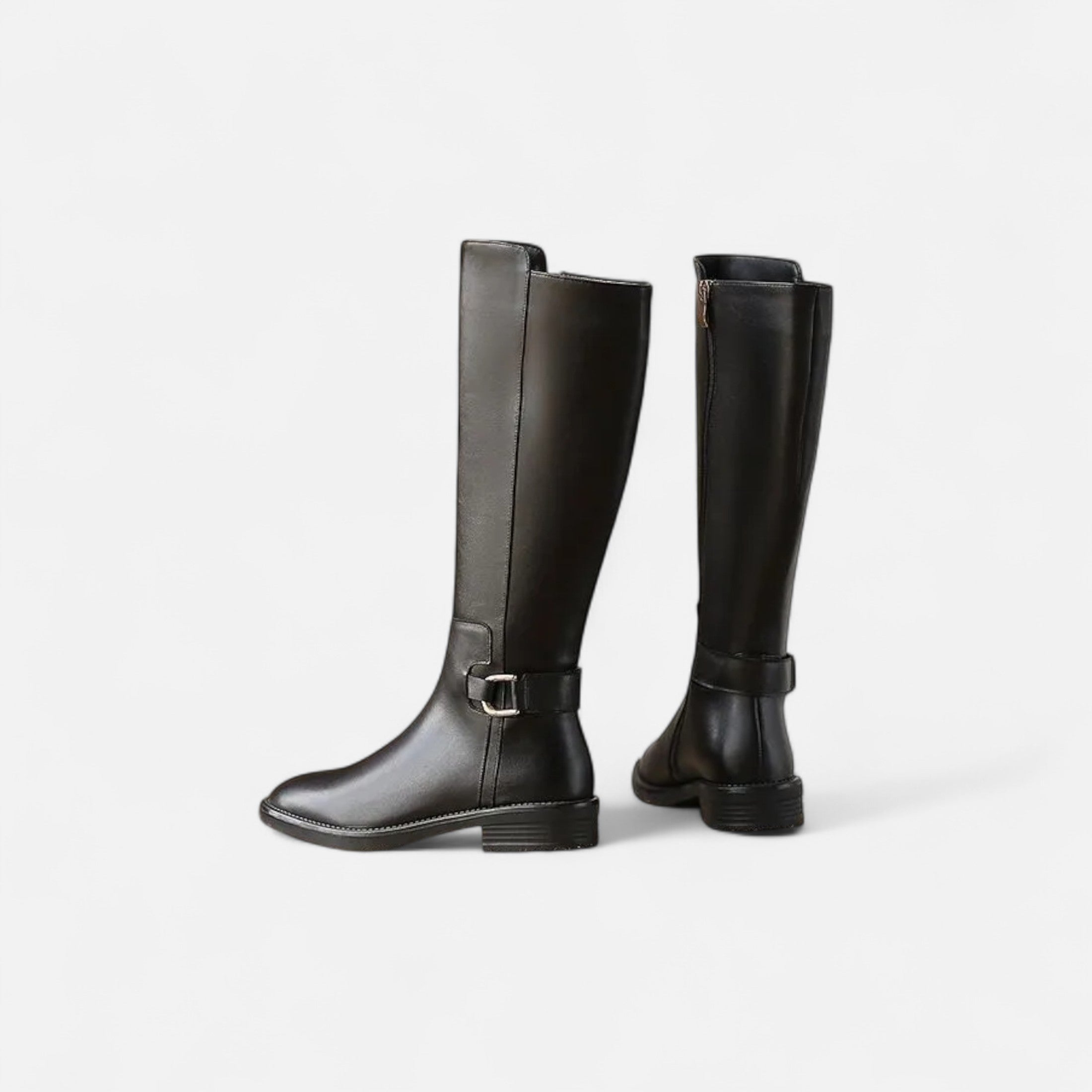 Orvelle Club | Women’s Knee-High Riding Boots Vintage Buckle Elegance