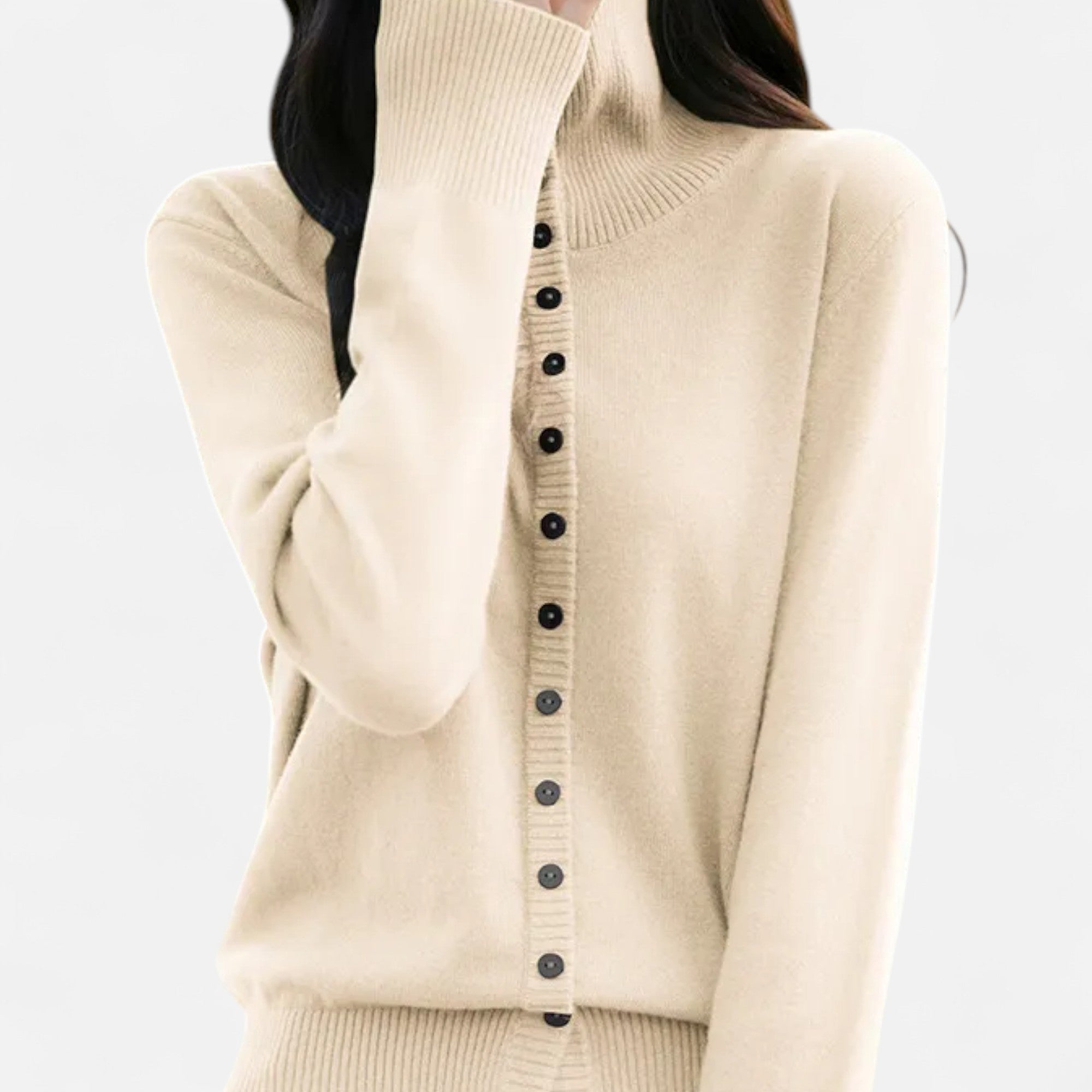 Orvelle Club | Women’s High-Neck Ribbed Cardigan