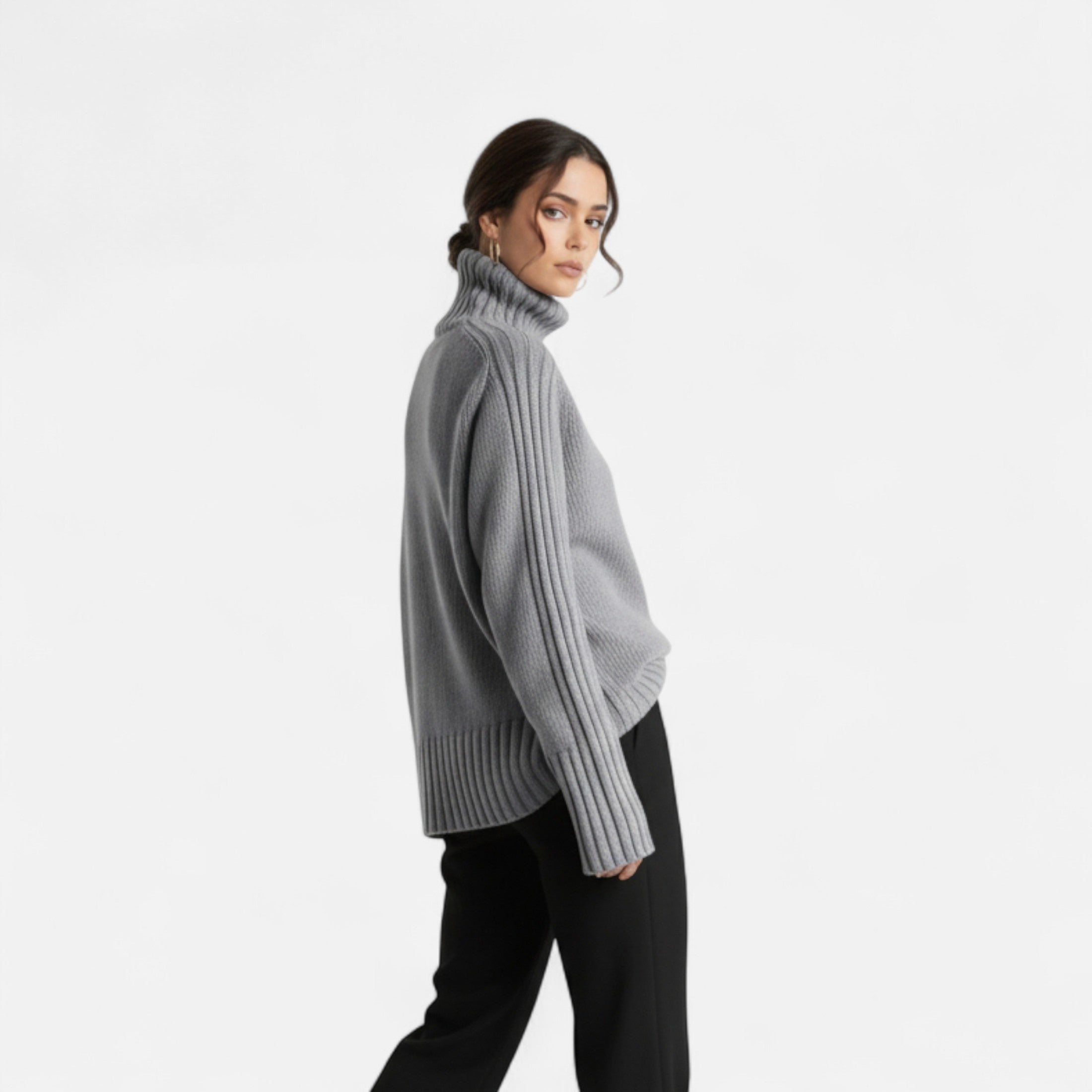 Orvelle Club | Women’s Knit Turtleneck Sweater Solid Colour Style