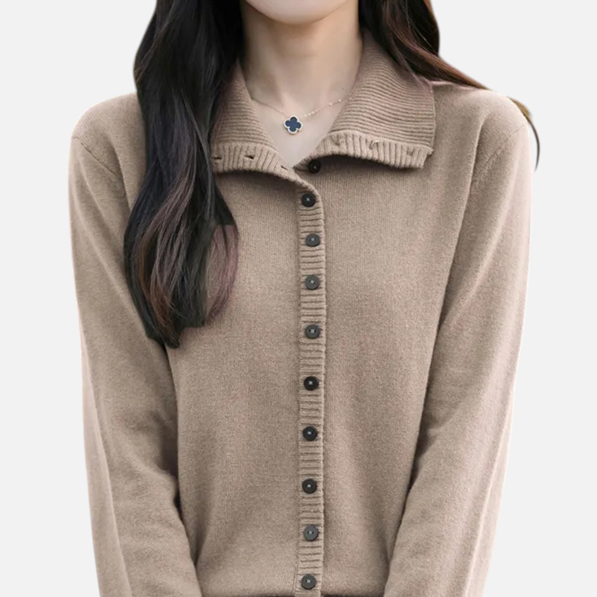 Orvelle Club | Women’s High-Neck Ribbed Cardigan
