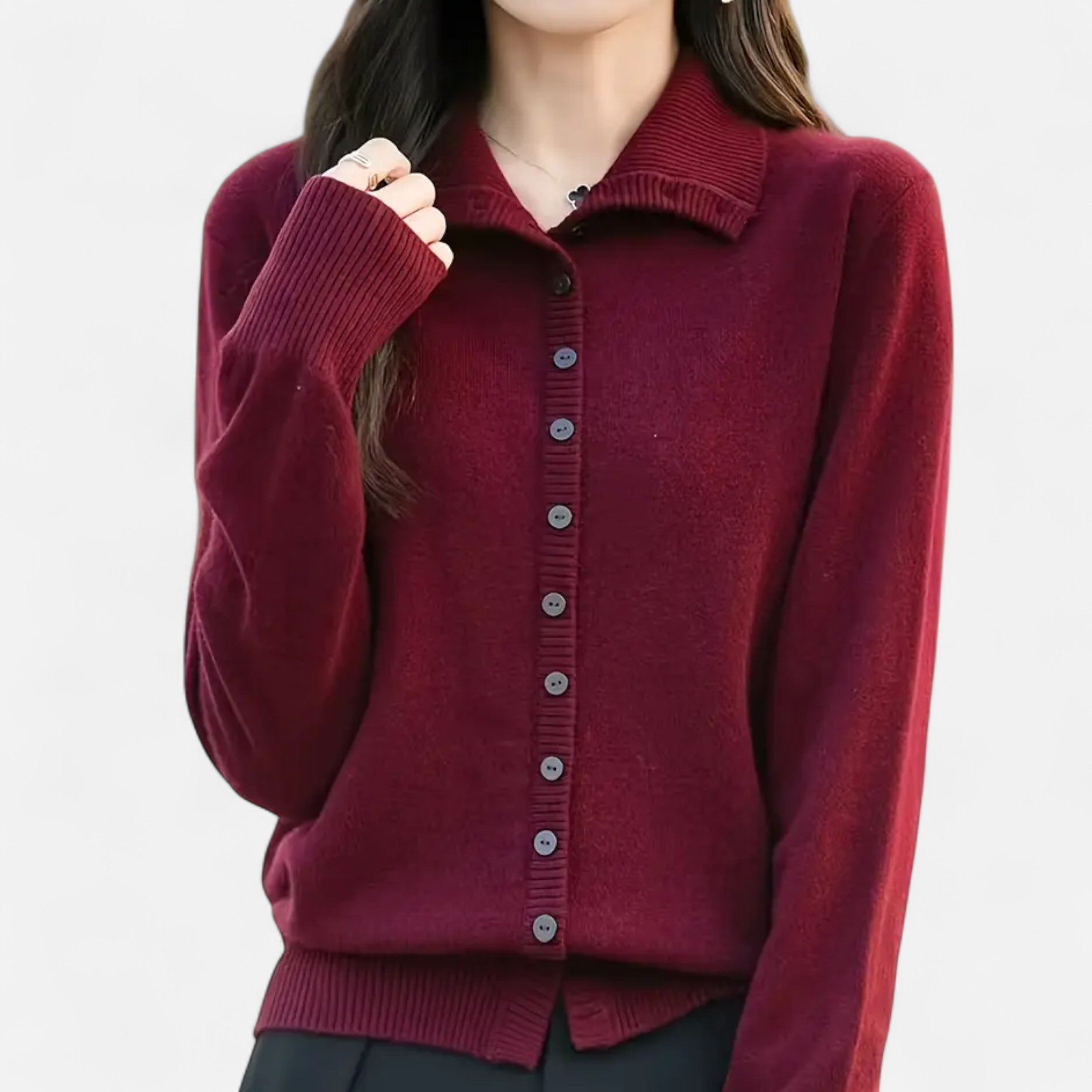 Orvelle Club | Women’s High-Neck Ribbed Cardigan
