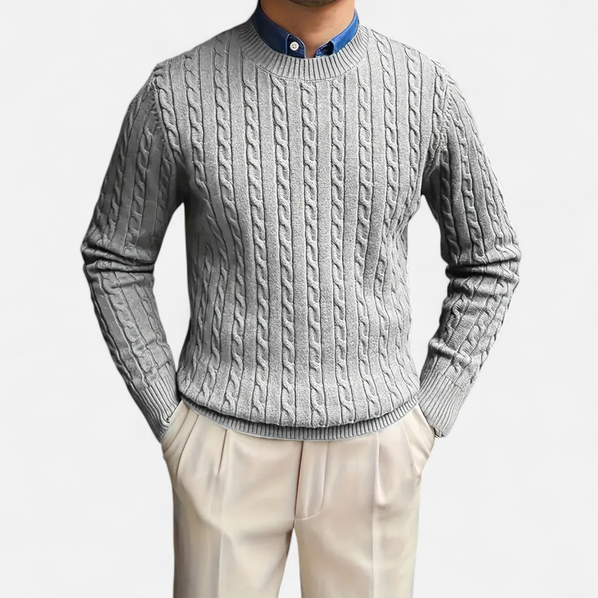 Orvelle Club | Men’s Round Neck Twisted Knit Pullover