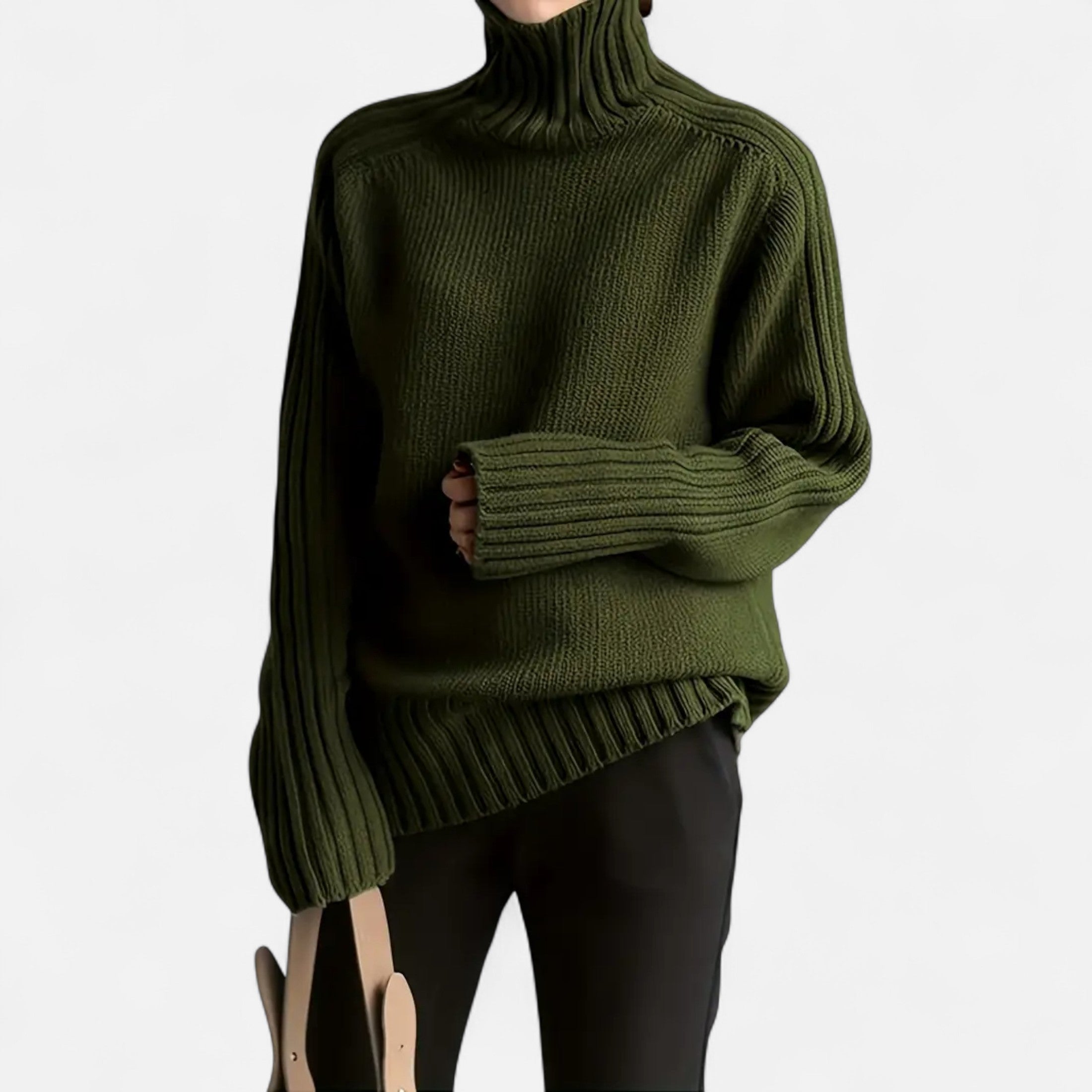 Orvelle Club | Women’s Knit Turtleneck Sweater Solid Colour Style