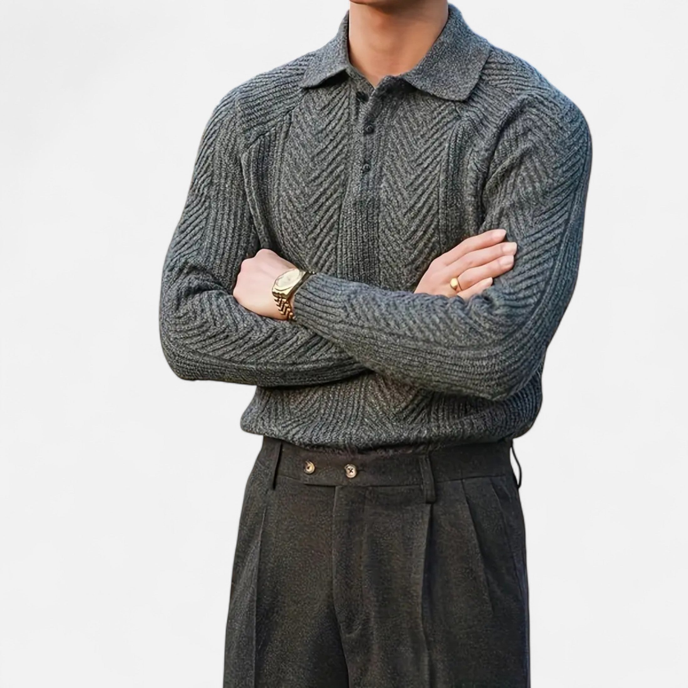 Orvelle Club | Men’s Long Sleeve Knit Polo Sweater Timeless