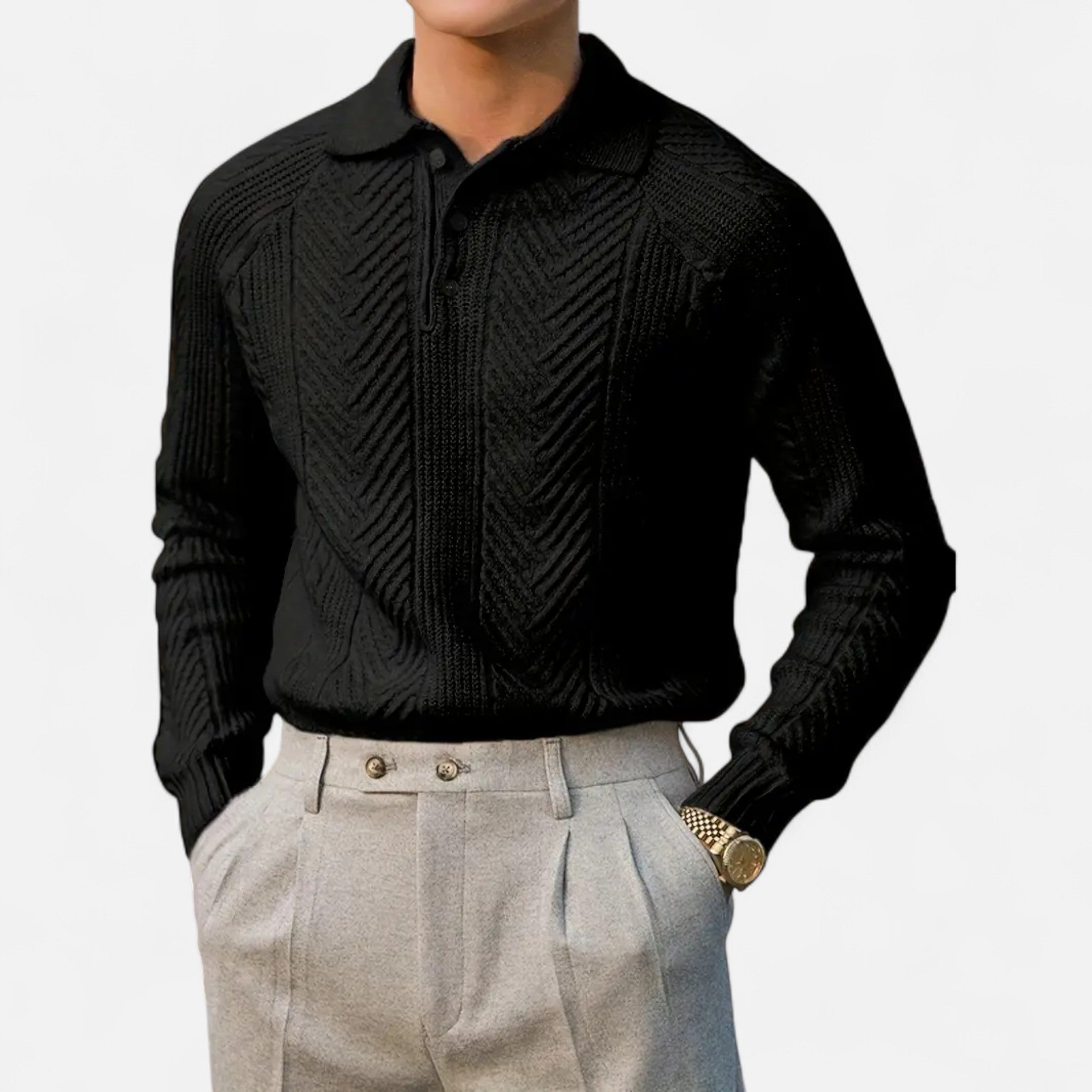 Orvelle Club | Men’s Long Sleeve Knit Polo Sweater Timeless