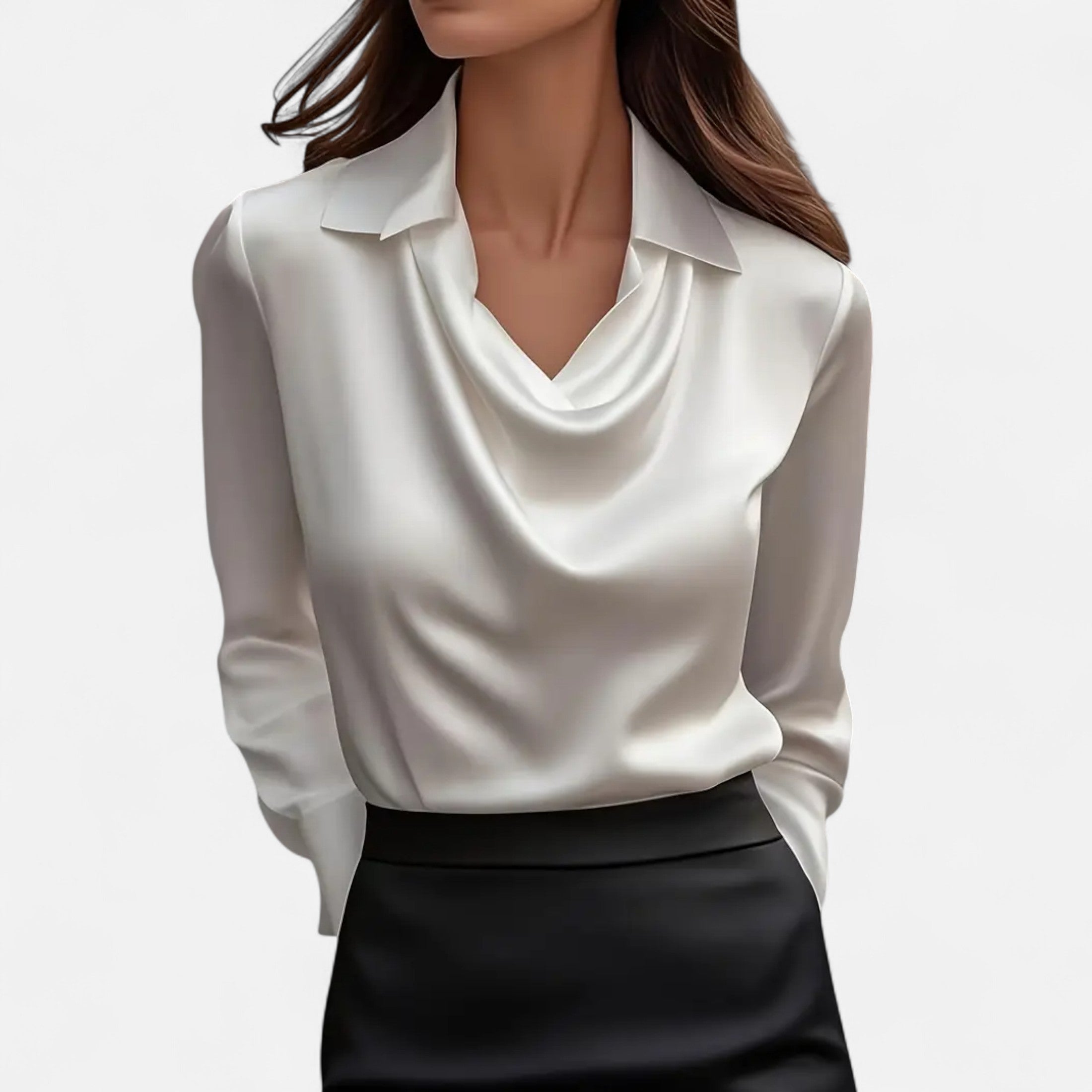Orvelle Club | Women’s Satin Blouse Pleated V-Neck