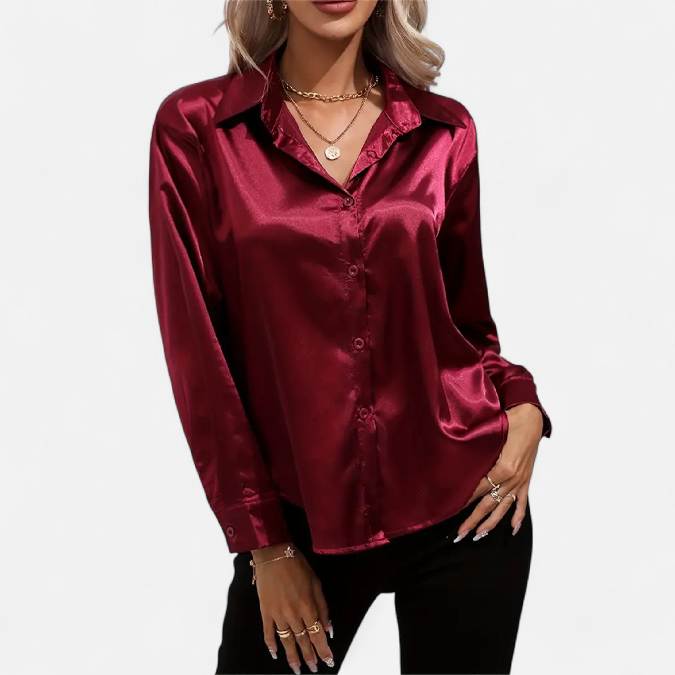 Orvelle Club | Women’s Satin Blouse Glossy Elegance