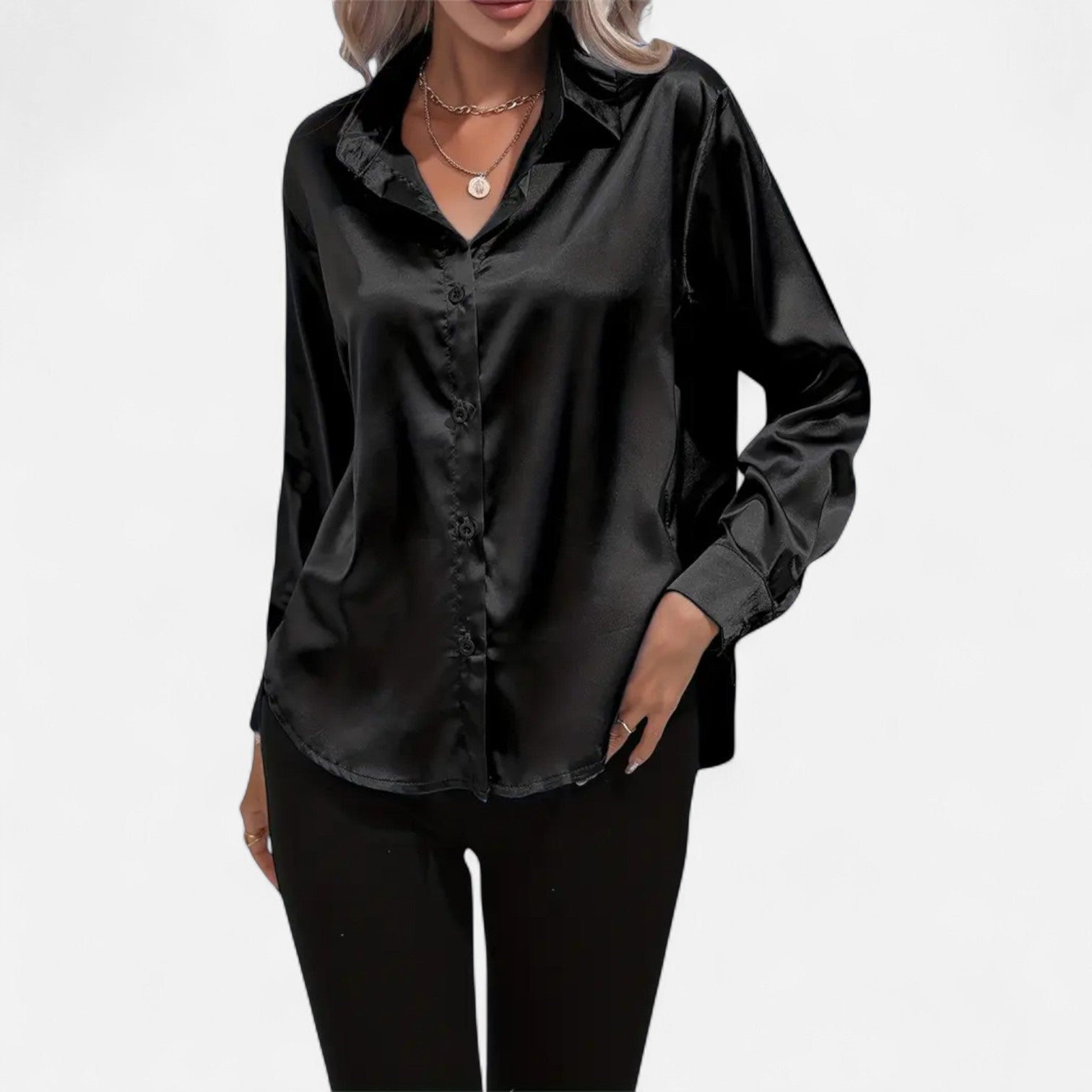 Orvelle Club | Women’s Satin Blouse Glossy Elegance