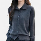 Orvelle Club | Women’s High-Neck Ribbed Cardigan