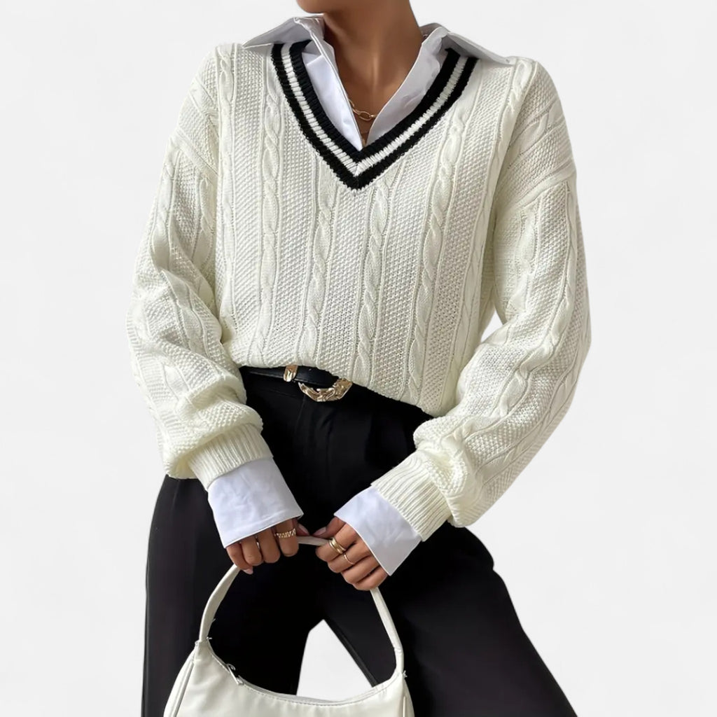 Orvelle Club | Women’s V-Neck Knitted Pullover