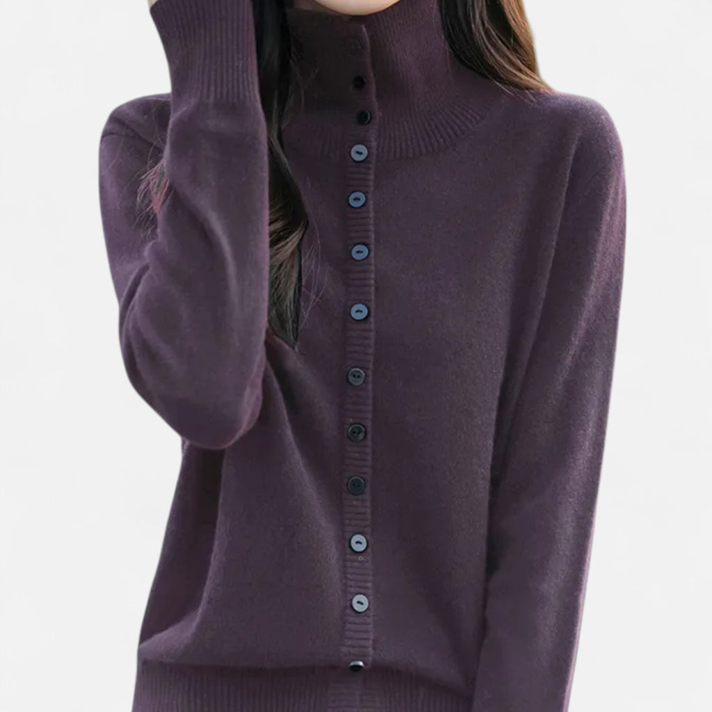 Orvelle Club | Women’s High-Neck Ribbed Cardigan