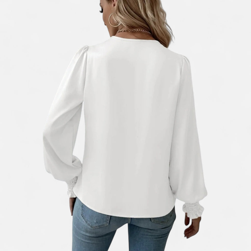Orvelle Club | Women’s V-Neck Lantern Sleeve Blouse