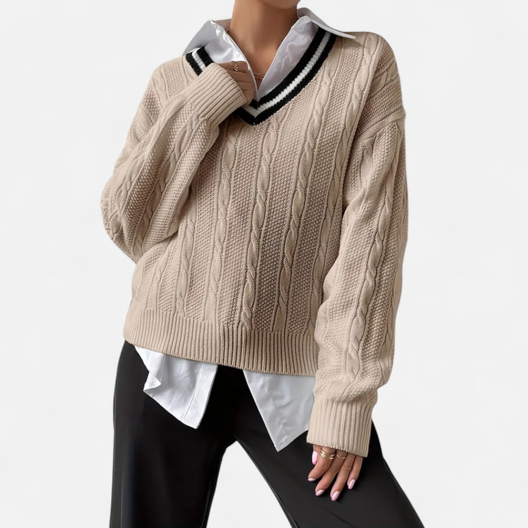 Orvelle Club | Women’s V-Neck Knitted Pullover