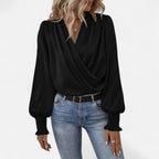 Orvelle Club | Women’s V-Neck Lantern Sleeve Blouse