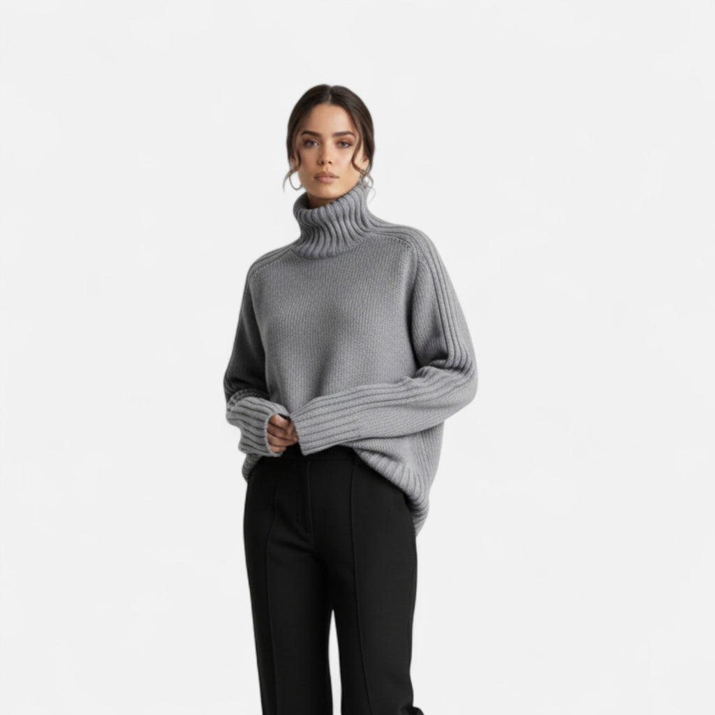 Orvelle Club | Women’s Knit Turtleneck Sweater Solid Colour Style
