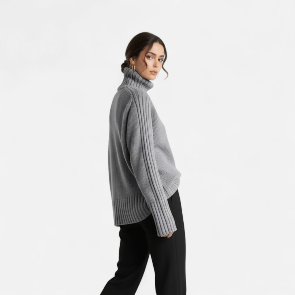 Orvelle Club | Women’s Knit Turtleneck Sweater Solid Colour Style