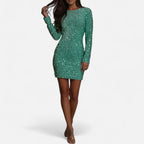 Orvelle Club | Women’s Sequin Bodycon Long-Sleeve Mini Dress