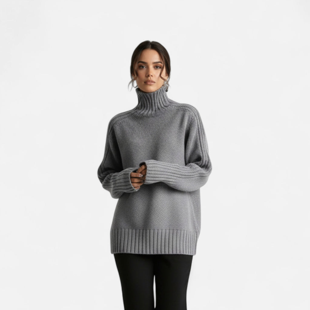 Orvelle Club | Women’s Knit Turtleneck Sweater Solid Colour Style