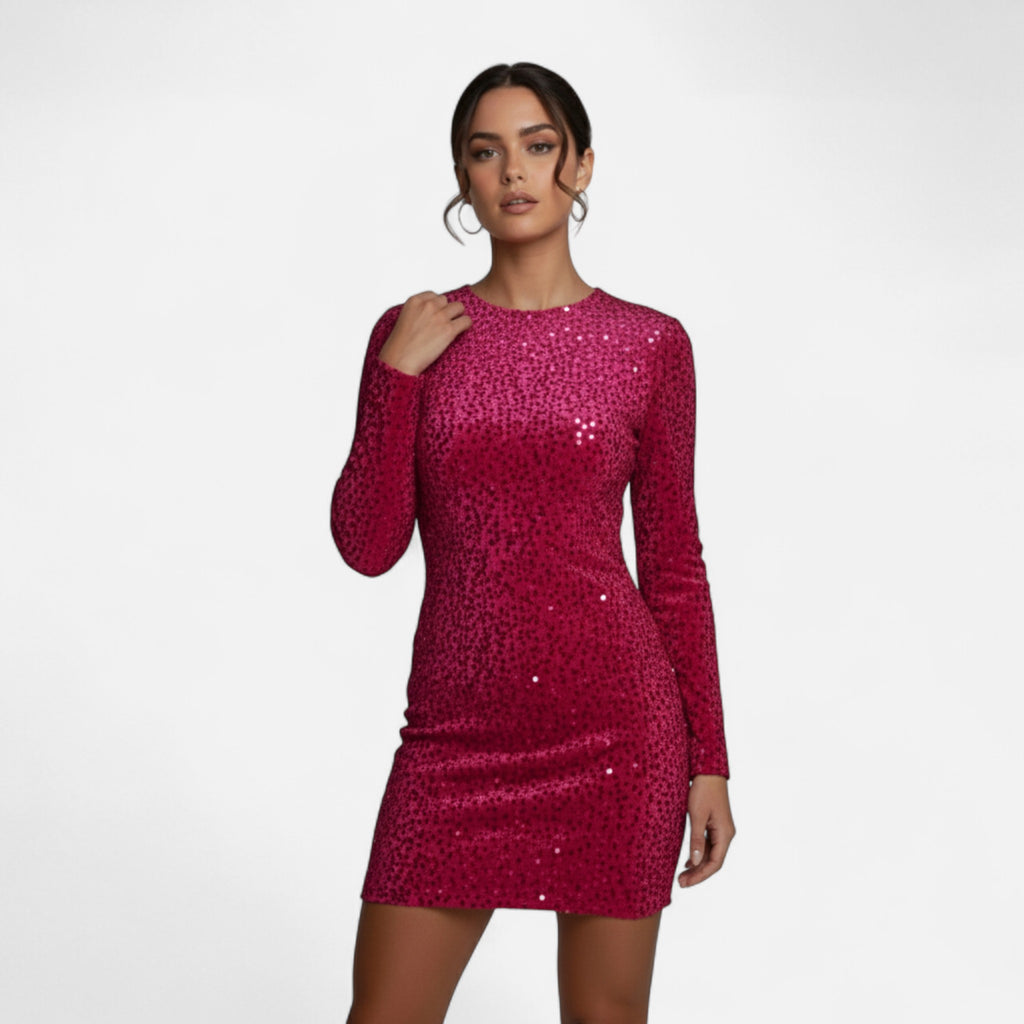 Orvelle Club | Women’s Sequin Bodycon Long-Sleeve Mini Dress