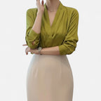 Orvelle Club | Women’s V-Neck Silk Blouse Timeless Elegance