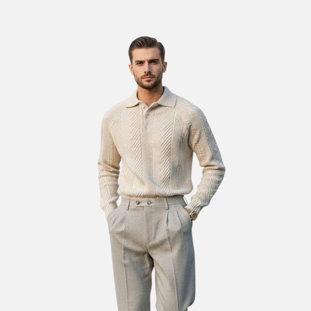 Orvelle Club | Men’s Long Sleeve Knit Polo Sweater Timeless