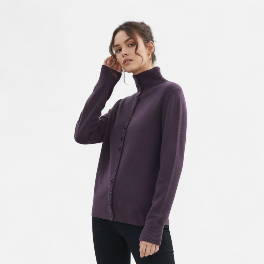 Orvelle Club | Women’s High-Neck Ribbed Cardigan