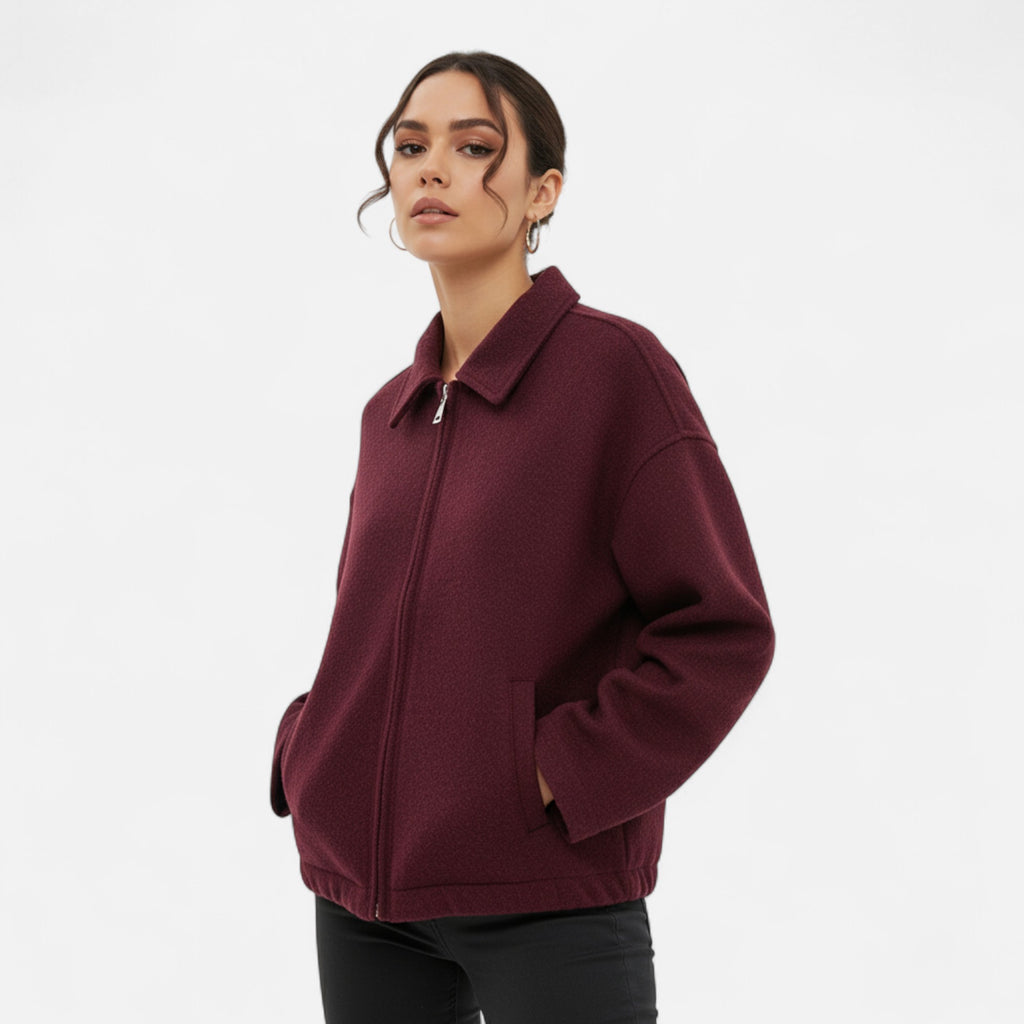 Orvelle Club | Women’s Woolen Lapel Zipper Jacket
