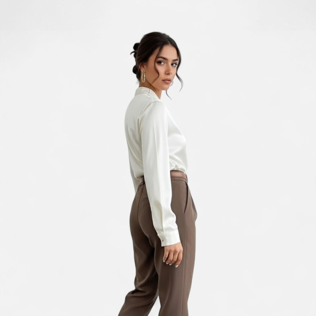 Orvelle Club | Women’s V-Neck Silk Blouse Timeless Elegance