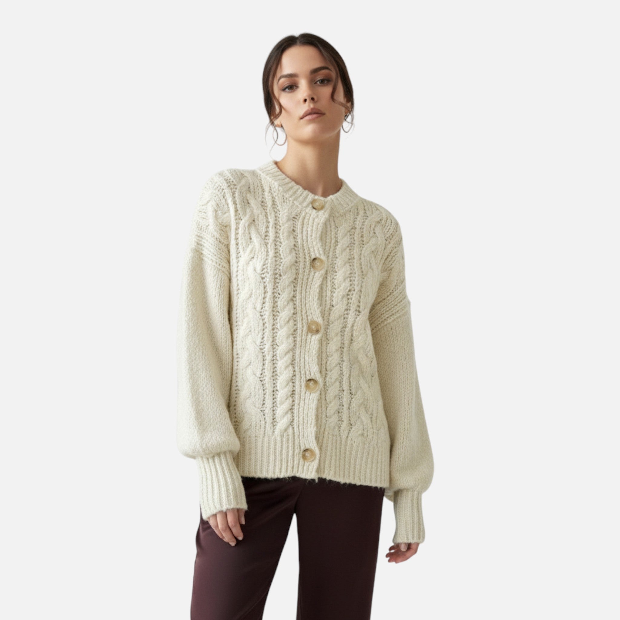 Orvelle Club | Women’s Textured Knit Wool Cardigan