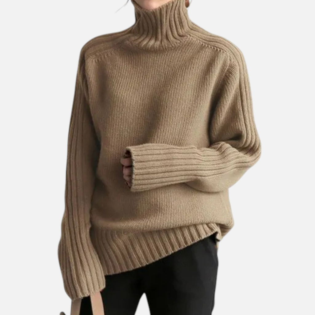 Orvelle Club | Women’s Knit Turtleneck Sweater Solid Colour Style