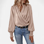 Orvelle Club | Women’s V-Neck Lantern Sleeve Blouse