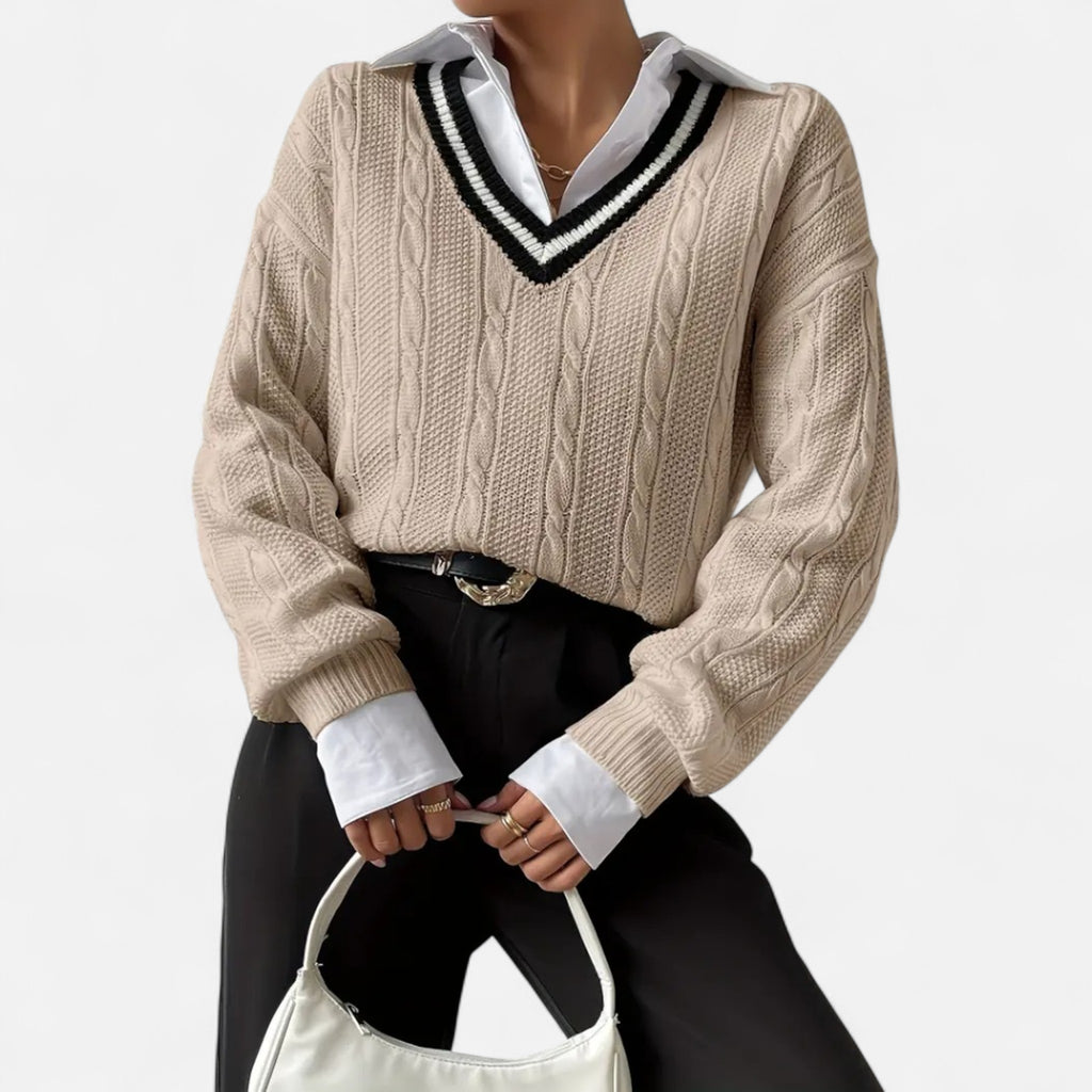 Orvelle Club | Women’s V-Neck Knitted Pullover