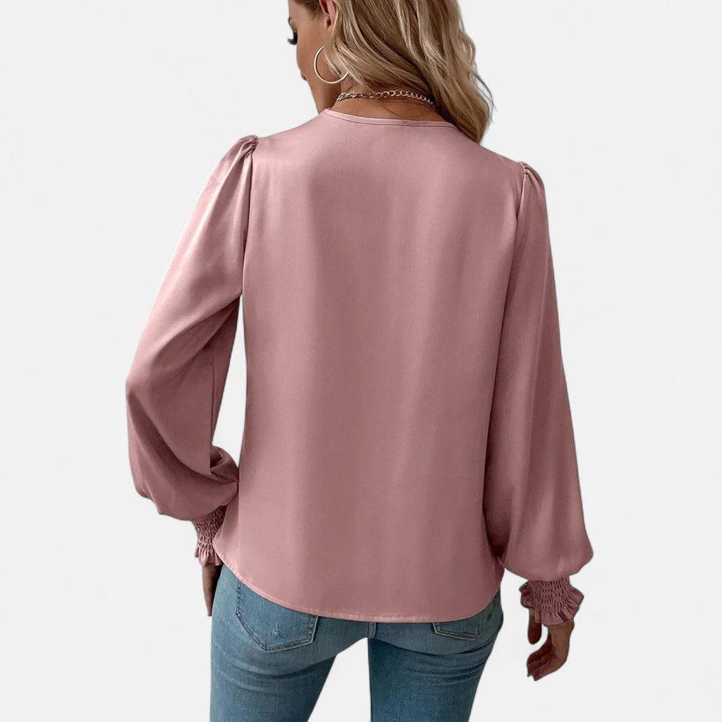Orvelle Club | Women’s V-Neck Lantern Sleeve Blouse