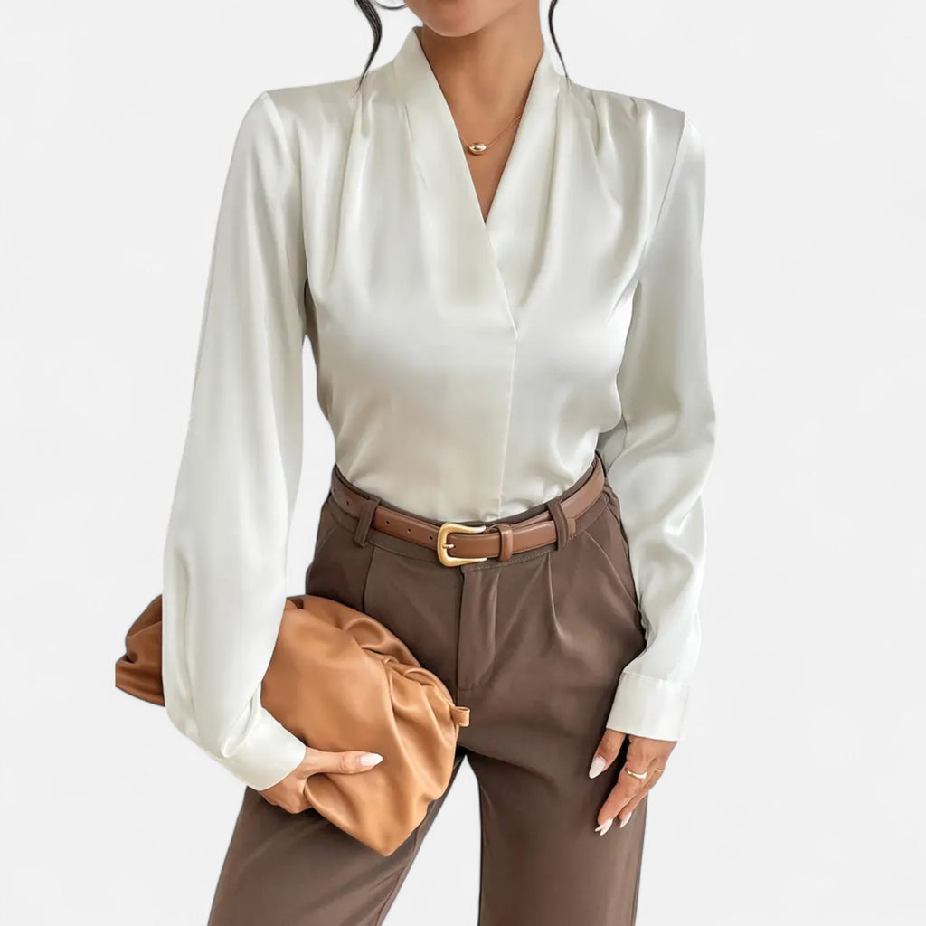 Orvelle Club | Women’s V-Neck Silk Blouse Timeless Elegance