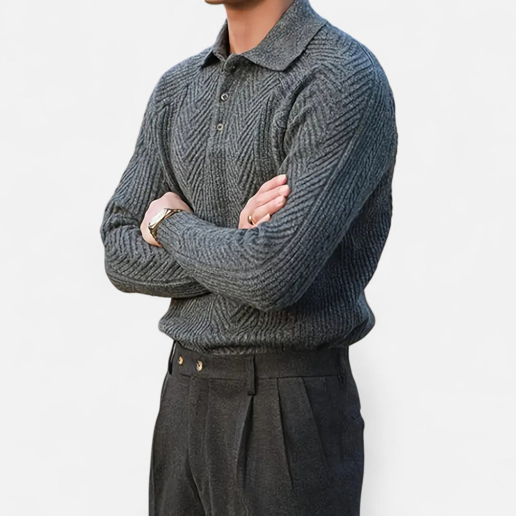 Orvelle Club | Men’s Long Sleeve Knit Polo Sweater Timeless