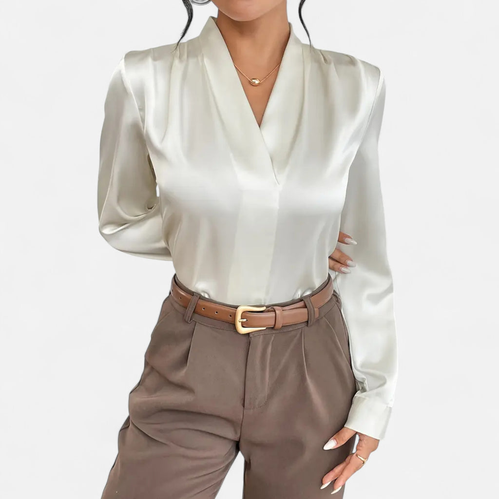 Orvelle Club | Women’s V-Neck Silk Blouse Timeless Elegance