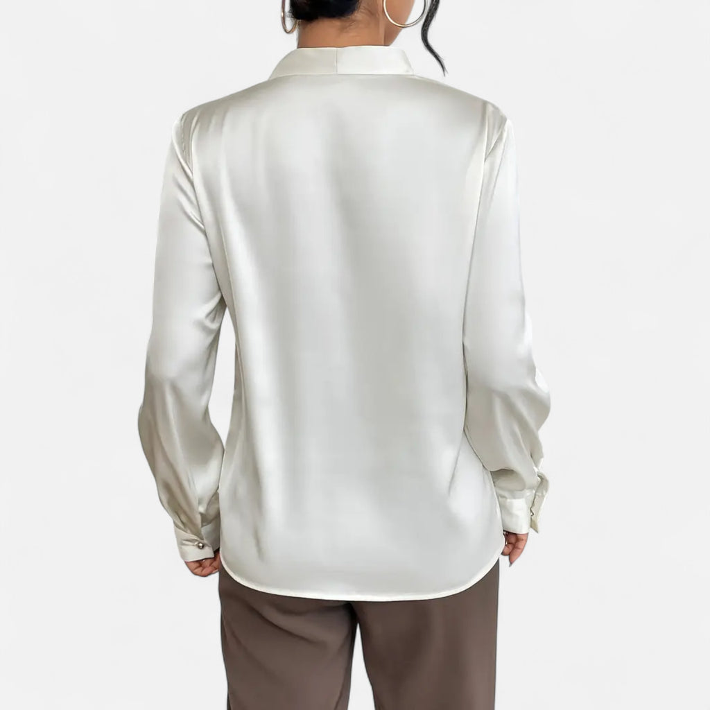 Orvelle Club | Women’s V-Neck Silk Blouse Timeless Elegance