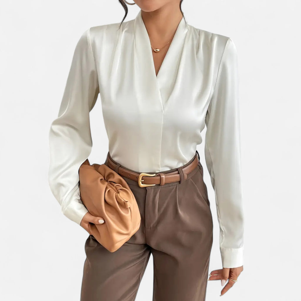Orvelle Club | Women’s V-Neck Silk Blouse Timeless Elegance