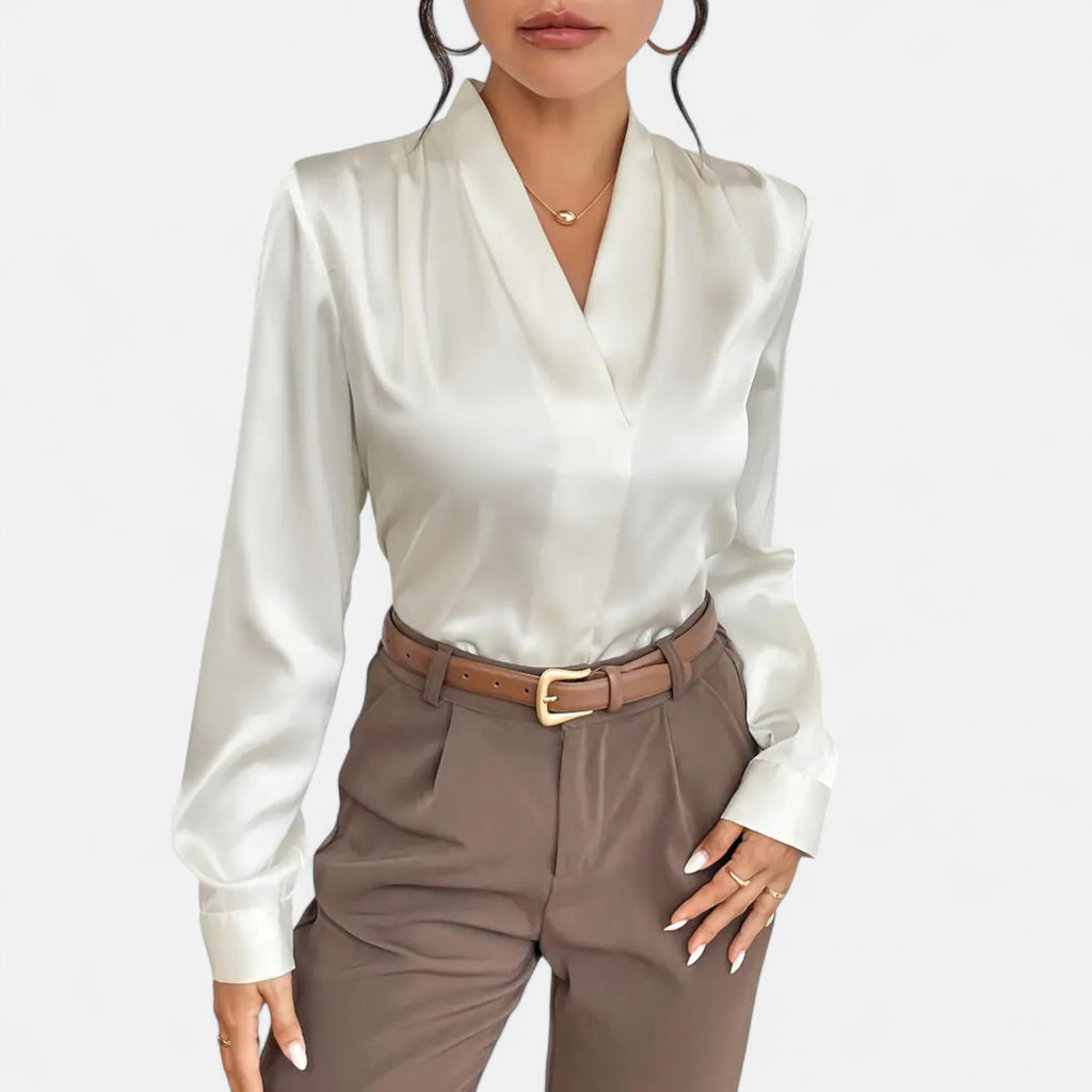 Orvelle Club | Women’s V-Neck Silk Blouse Timeless Elegance