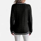 Orvelle Club | Women’s Cable Knit Sweater V-Neck Elegance