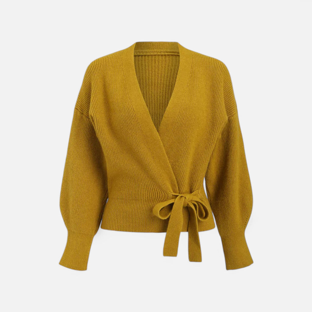 Orvelle Club | Women’s V-Neck Drawstring Knit Cardigan