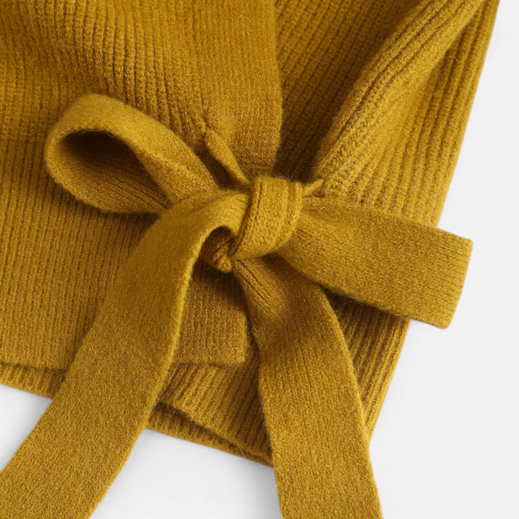 Orvelle Club | Women’s V-Neck Drawstring Knit Cardigan