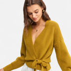 Orvelle Club | Women’s V-Neck Drawstring Knit Cardigan