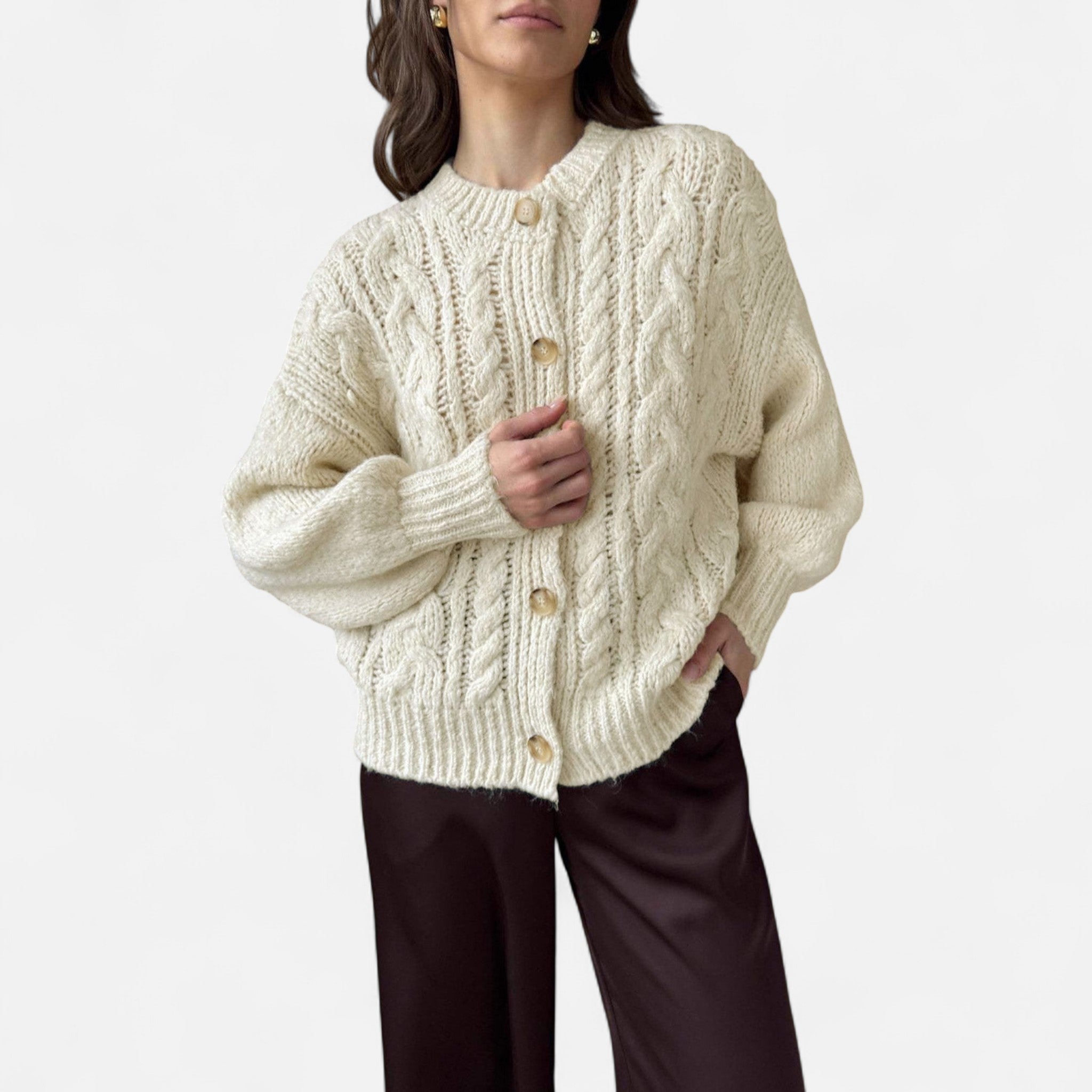 Orvelle Club | Women’s Textured Knit Wool Cardigan